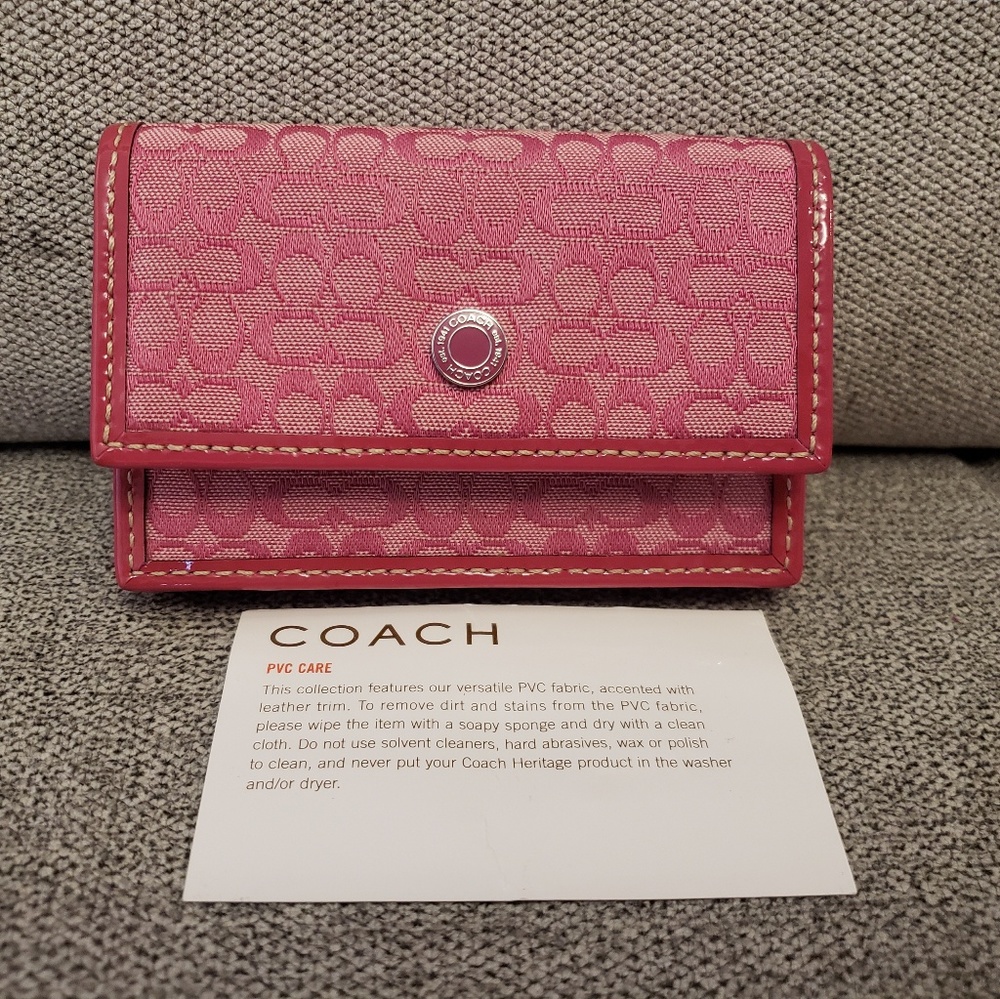 Coach signature PVC card case wallet
